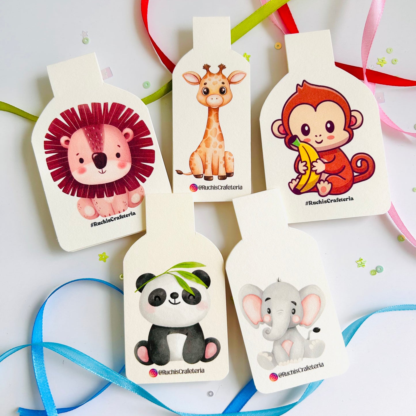 🌿 “Jungle Whispers” – Set of 5 Magnetic Bookmarks Gentle Friends for Curious Pages