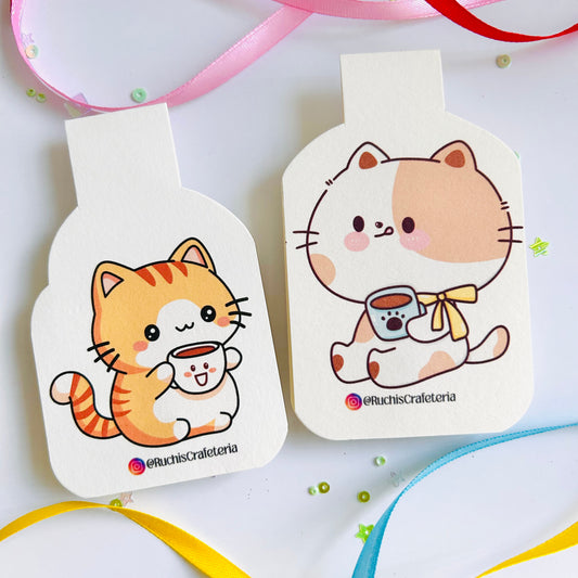 ☕“Café Companions” – Set of 2 Magnetic Bookmarks
