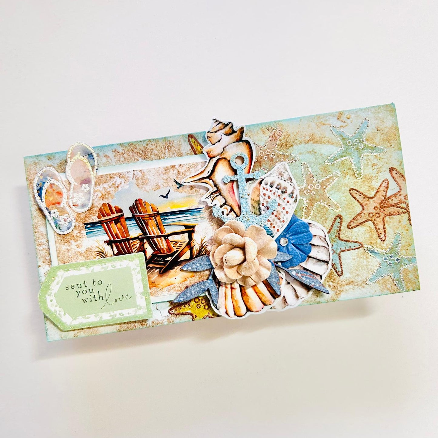 🐚 Decorative Beach Card – “Sent to You with Love”