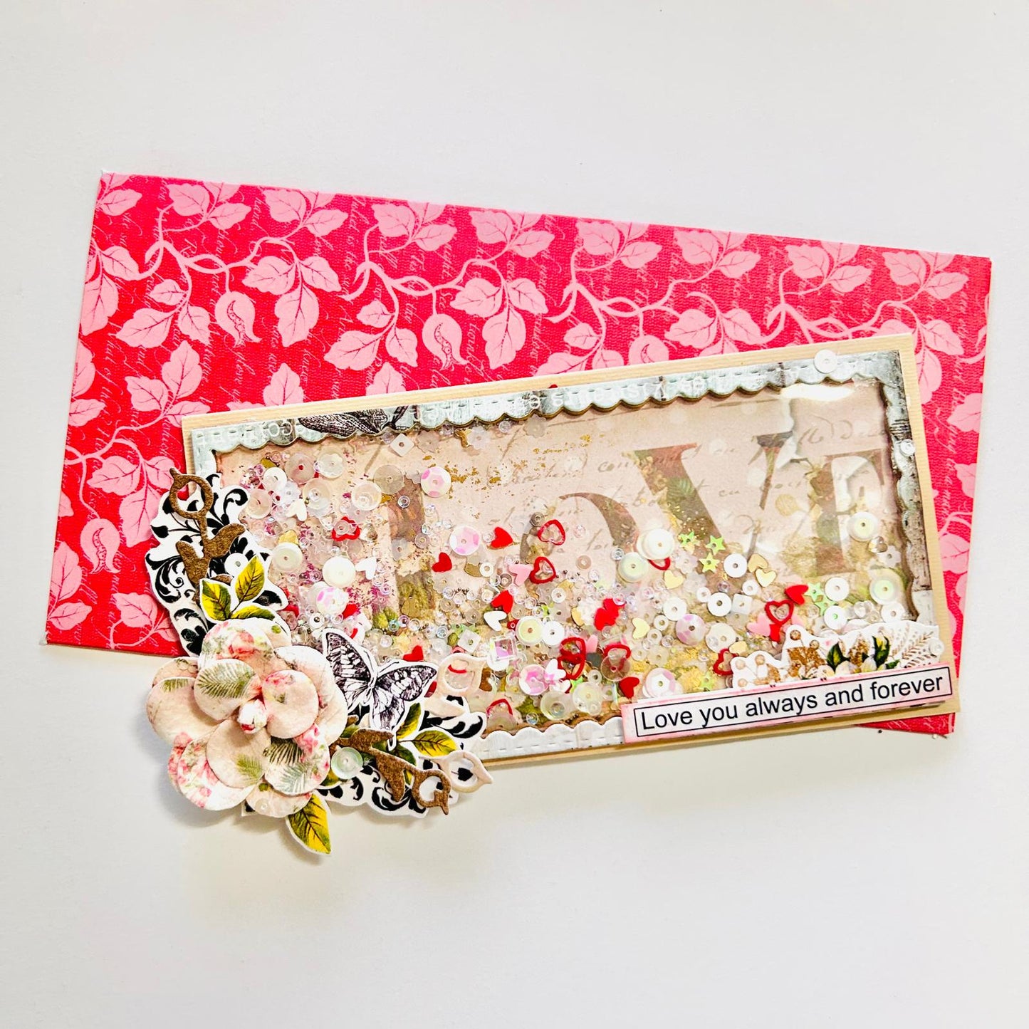 💖 Handmade Shaker Card – “Love You Always and Forever”