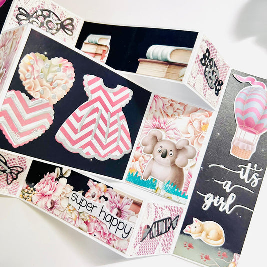 :  🎀 Handmade Tri‑Shutter Card – “It's a Girl"