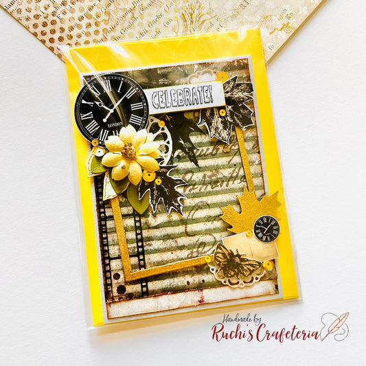 🌼 Vintage Birthday Card – “Celebrate!”