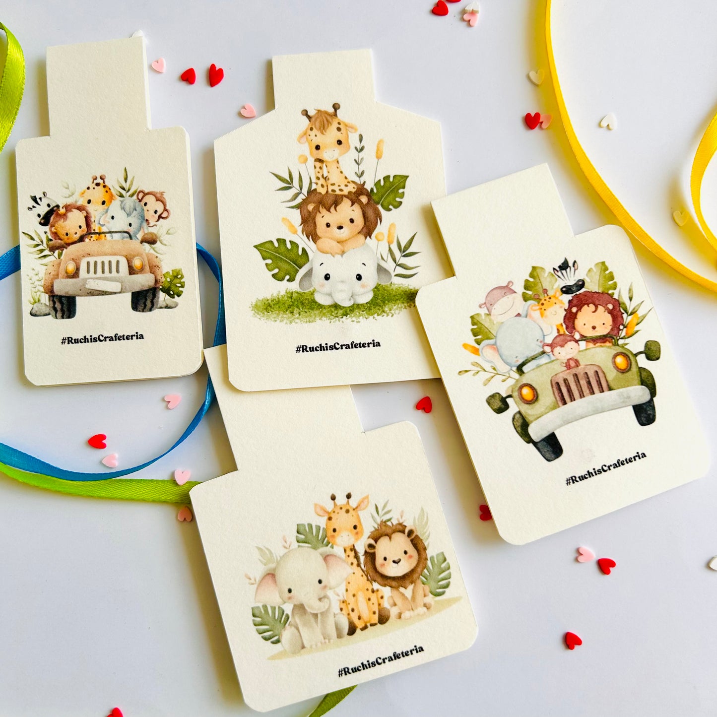 🐾 “Safari Buddies” – Set of 4 Magnetic Bookmarks