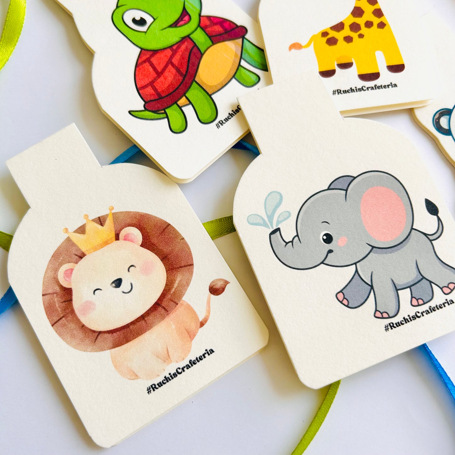 🐼🐢🦁🦒🐘 Cute Critters- Set of 5 Magnetic Bookmarks