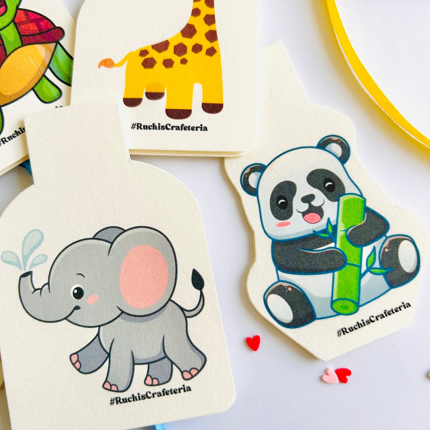 🐼🐢🦁🦒🐘 Cute Critters- Set of 5 Magnetic Bookmarks