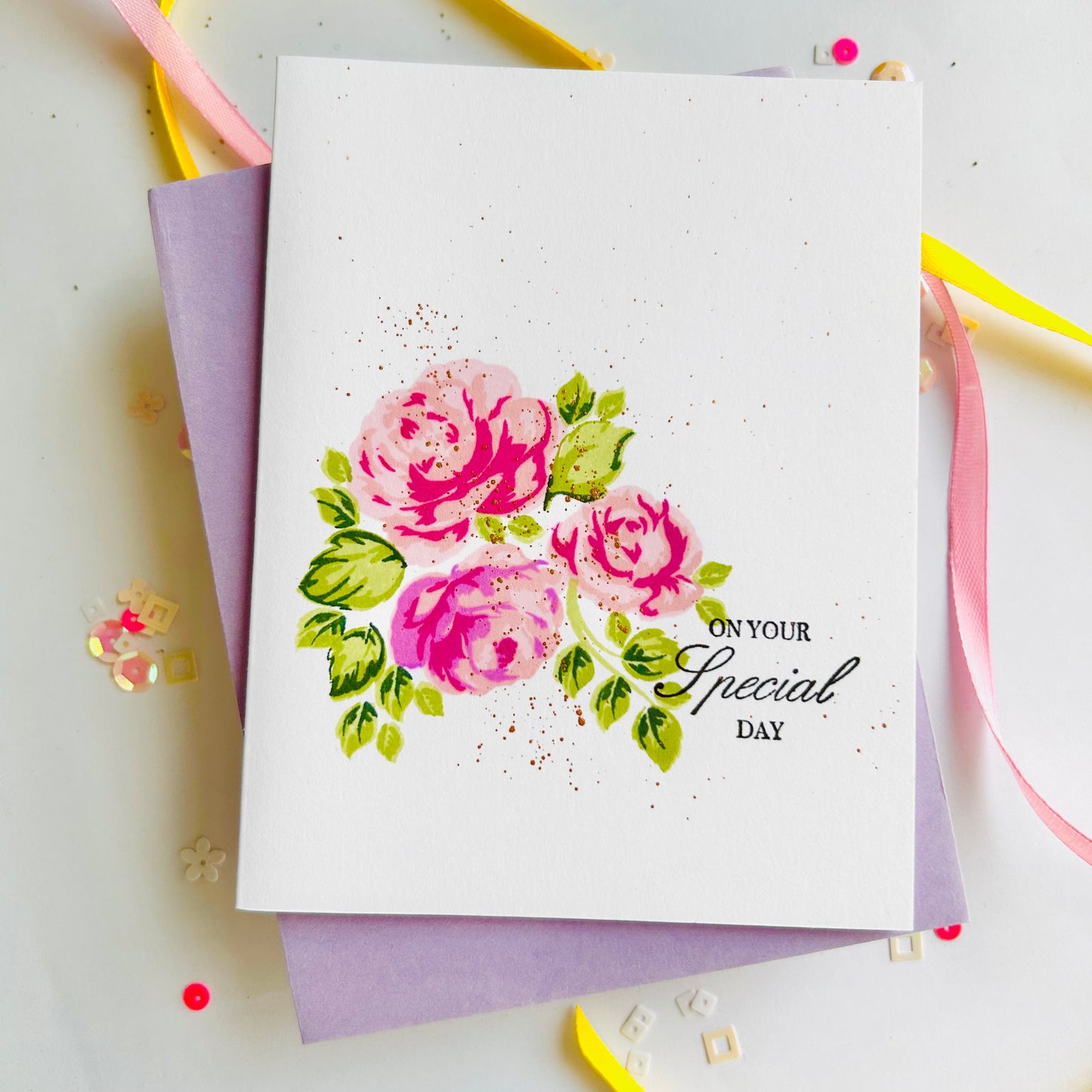 🌸 Layered Roses Greeting Card – “On Your Special Day”