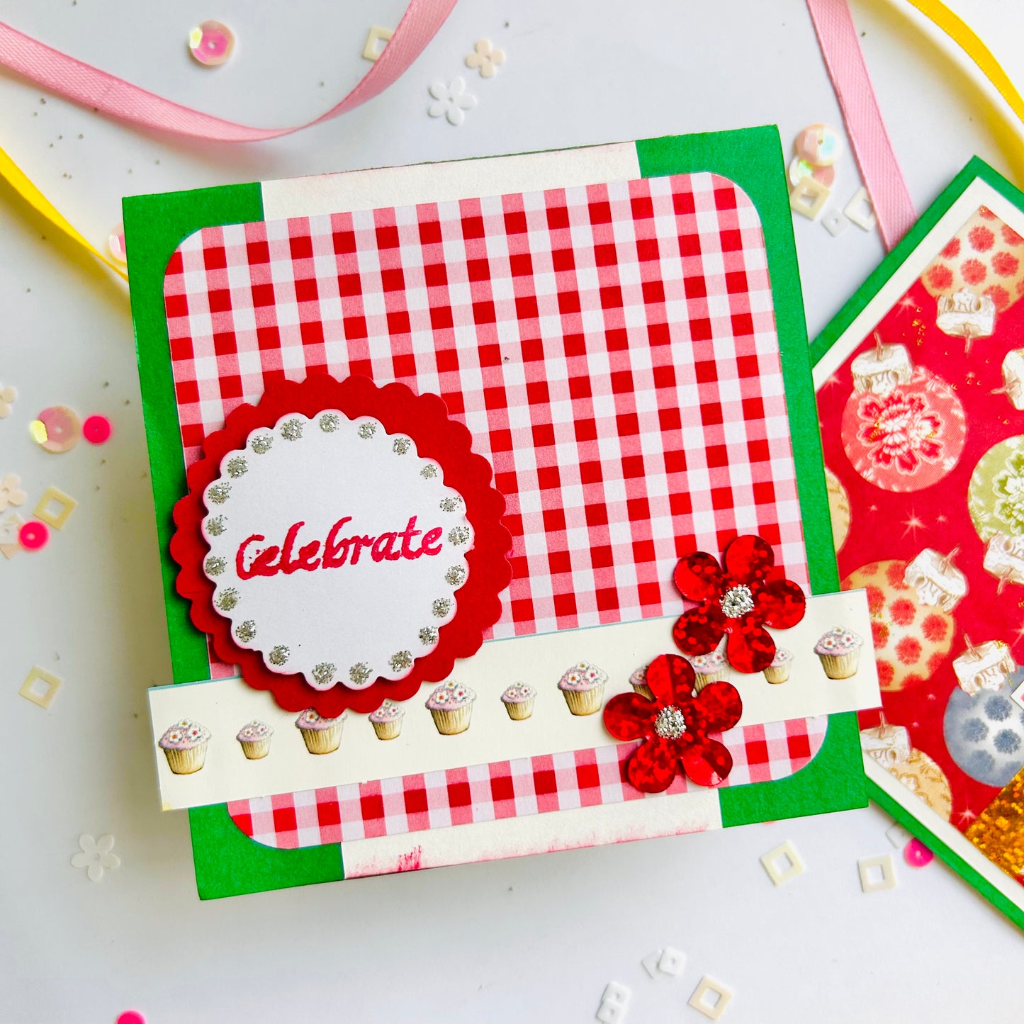 🎄 Handmade Greeting Card Set of 2 – Festive Green