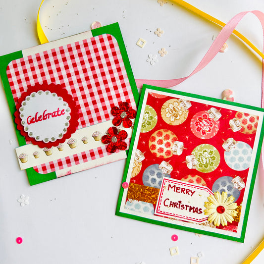 🎄 Handmade Greeting Card Set of 2 – Festive Green