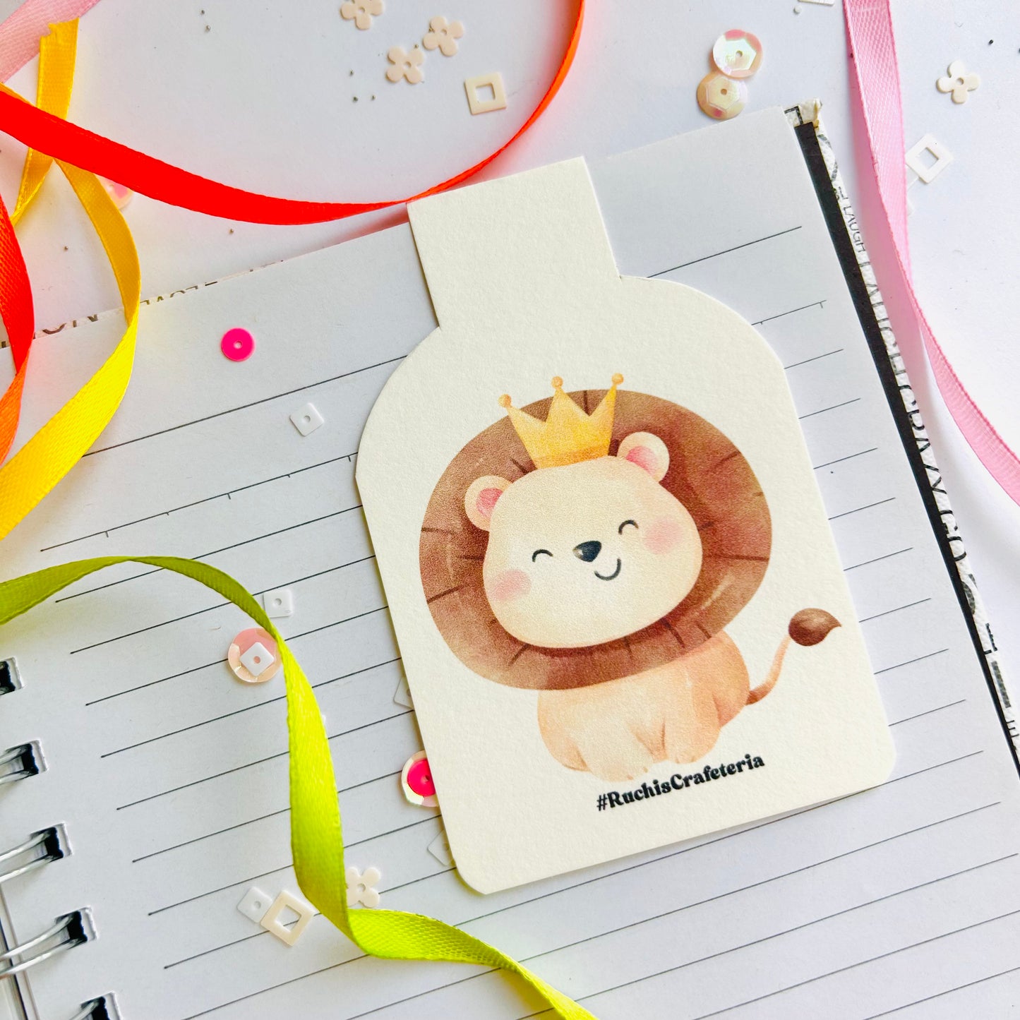 🦁 Magnetic Bookmark – Milo the Regal Lion