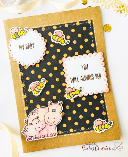 🐝 Greeting Card – “Hippo Love"