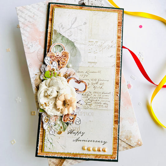 💐 Anniversary Card – Shabby Chic Floral Design