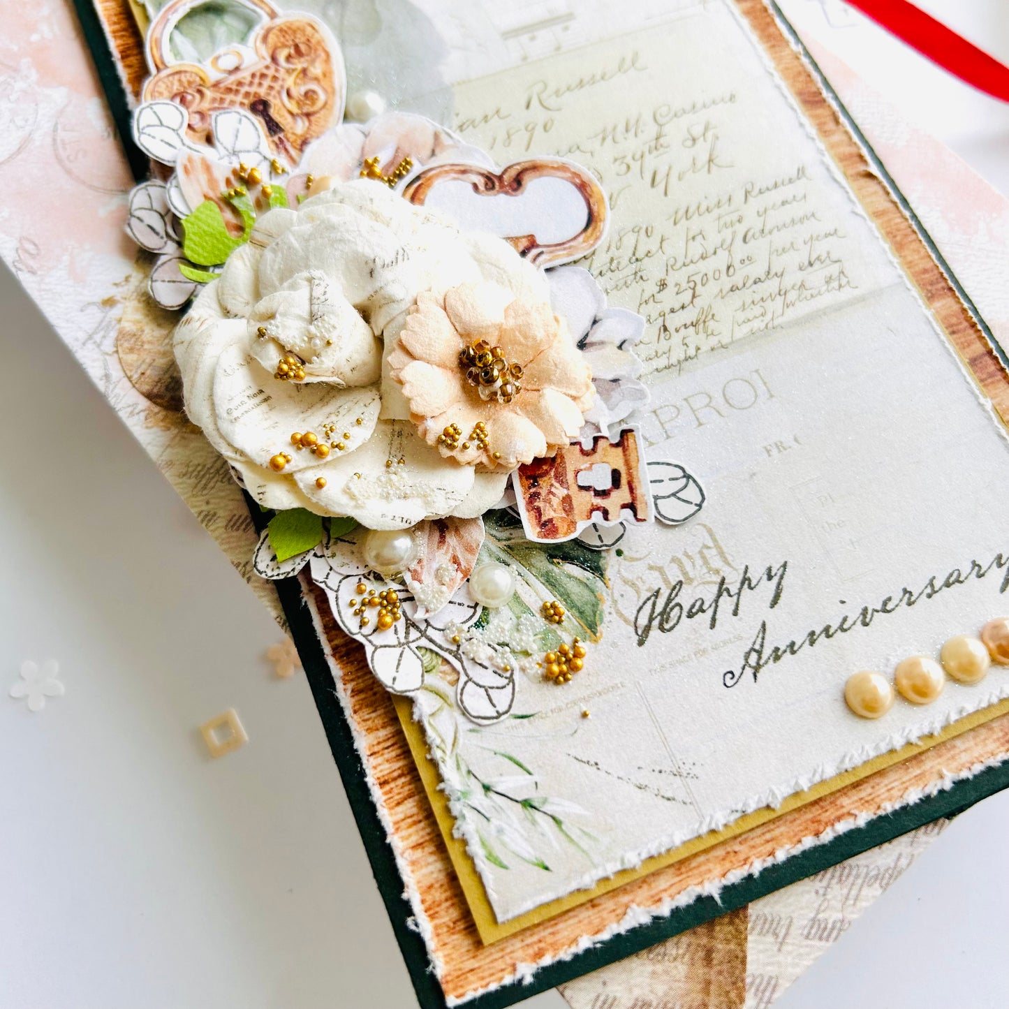 💐 Anniversary Card – Shabby Chic Floral Design