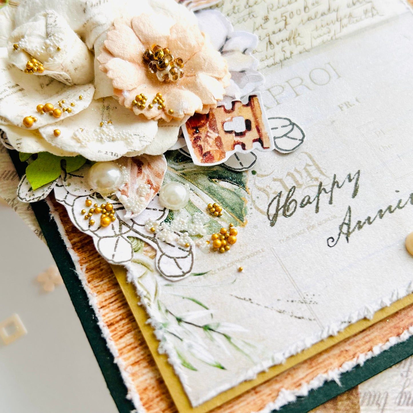 💐 Anniversary Card – Shabby Chic Floral Design