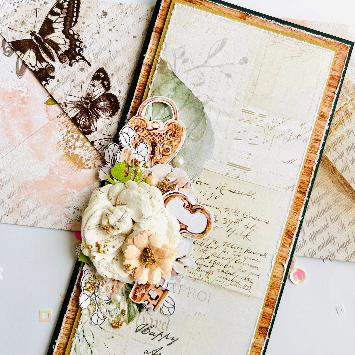 💐 Anniversary Card – Shabby Chic Floral Design