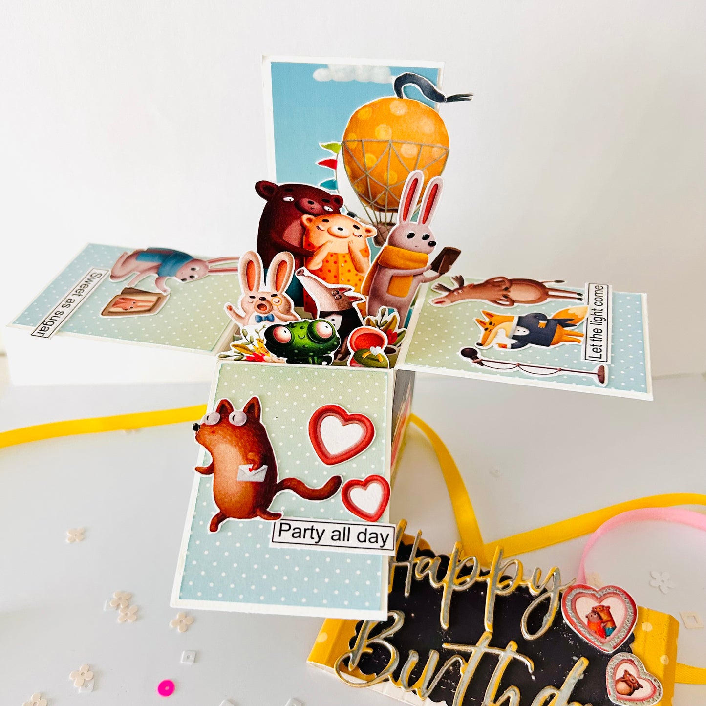 🎉 Pop‑Up Box Birthday Card with Cute Critters