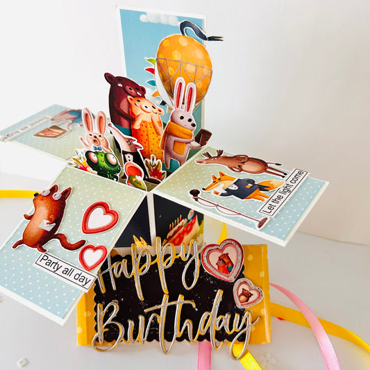 🎉 Pop‑Up Box Birthday Card with Cute Critters