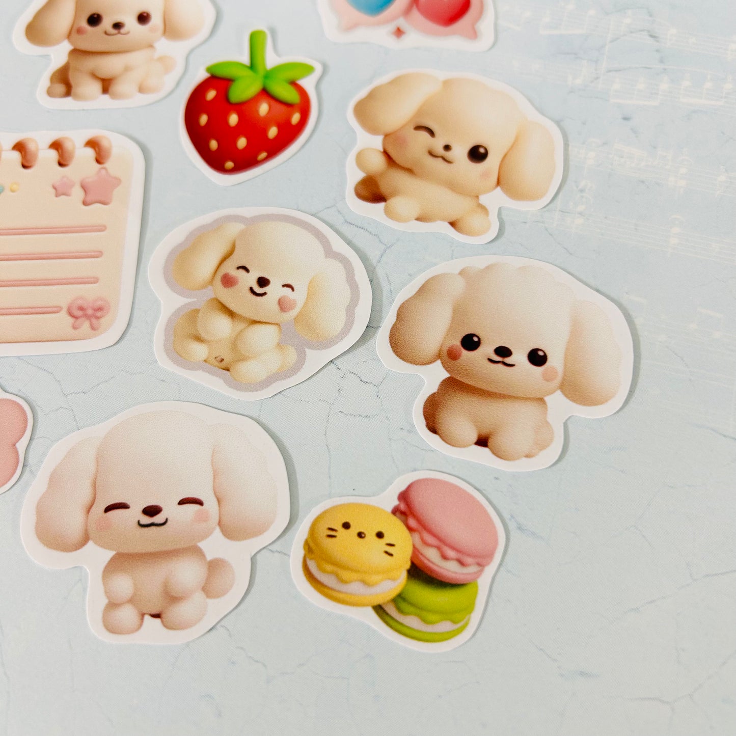 🐶🍓 Playful Puppies StiKars (Set of 10)