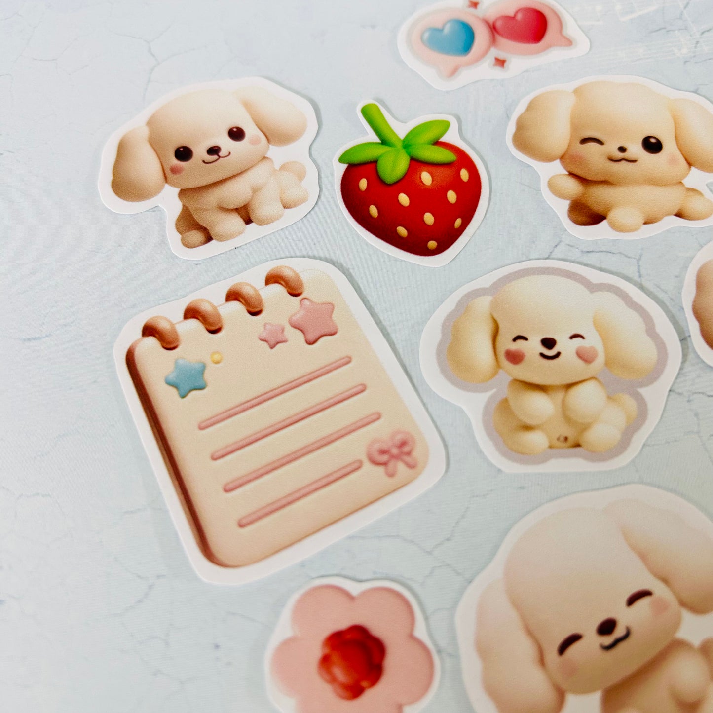 🐶🍓 Playful Puppies StiKars (Set of 10)