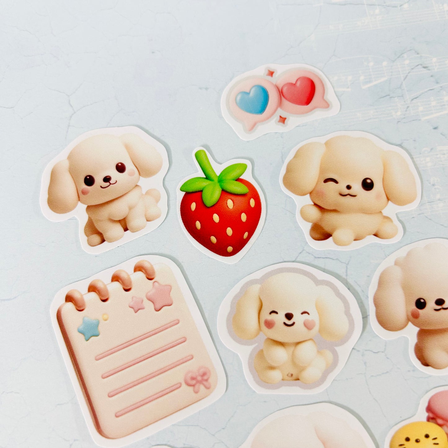 🐶🍓 Playful Puppies StiKars (Set of 10)