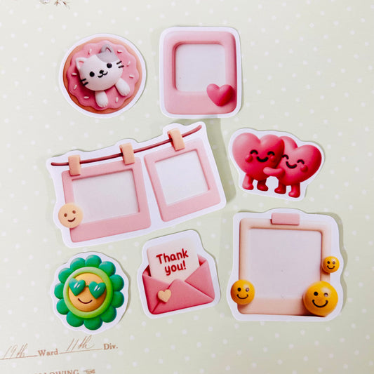 🎞️ 💕 Cute Polaroid Frames StiKars (Set of 7)