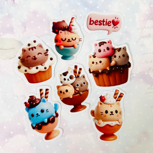 😻🍧 Besties Ice Cream Cats StiKars (Set of 7)