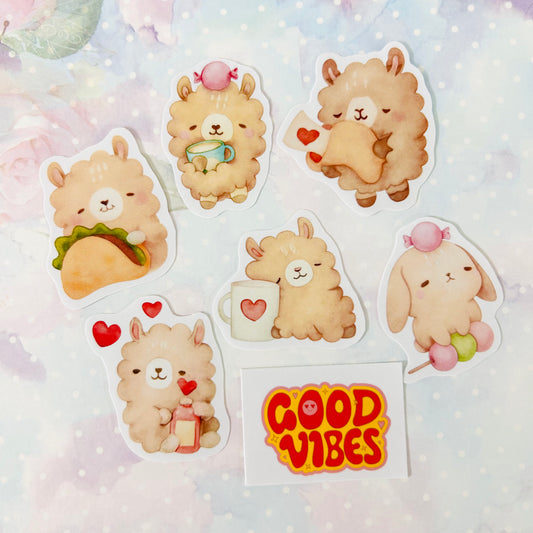 🦙 Llama’s Good Vibes’ StiKars (Set of 7)