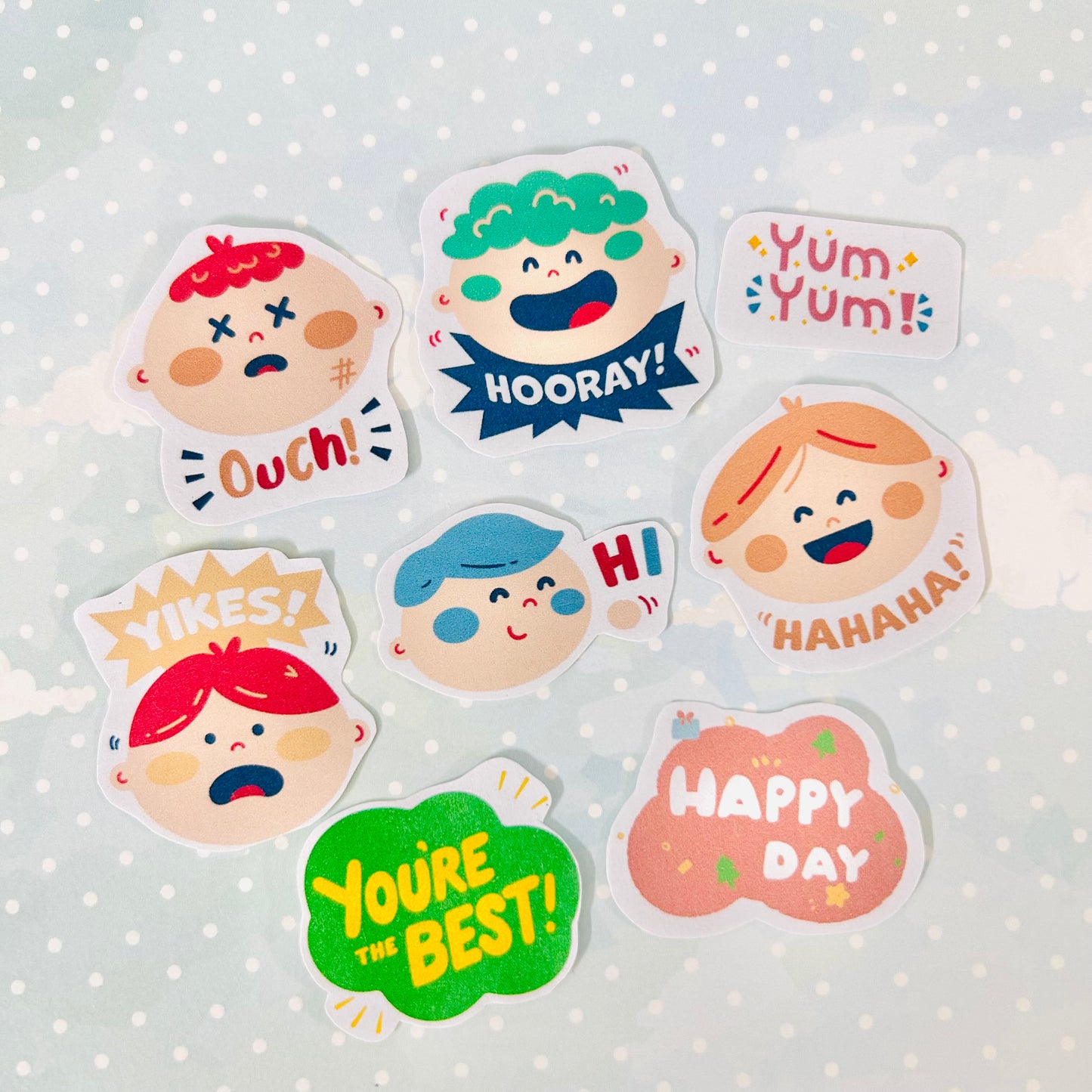 😁 Ouch! Funny Faces StiKars (Set of 8)