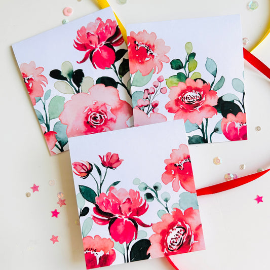 🌺 Blush Blooms Note Cards - Set of 3
