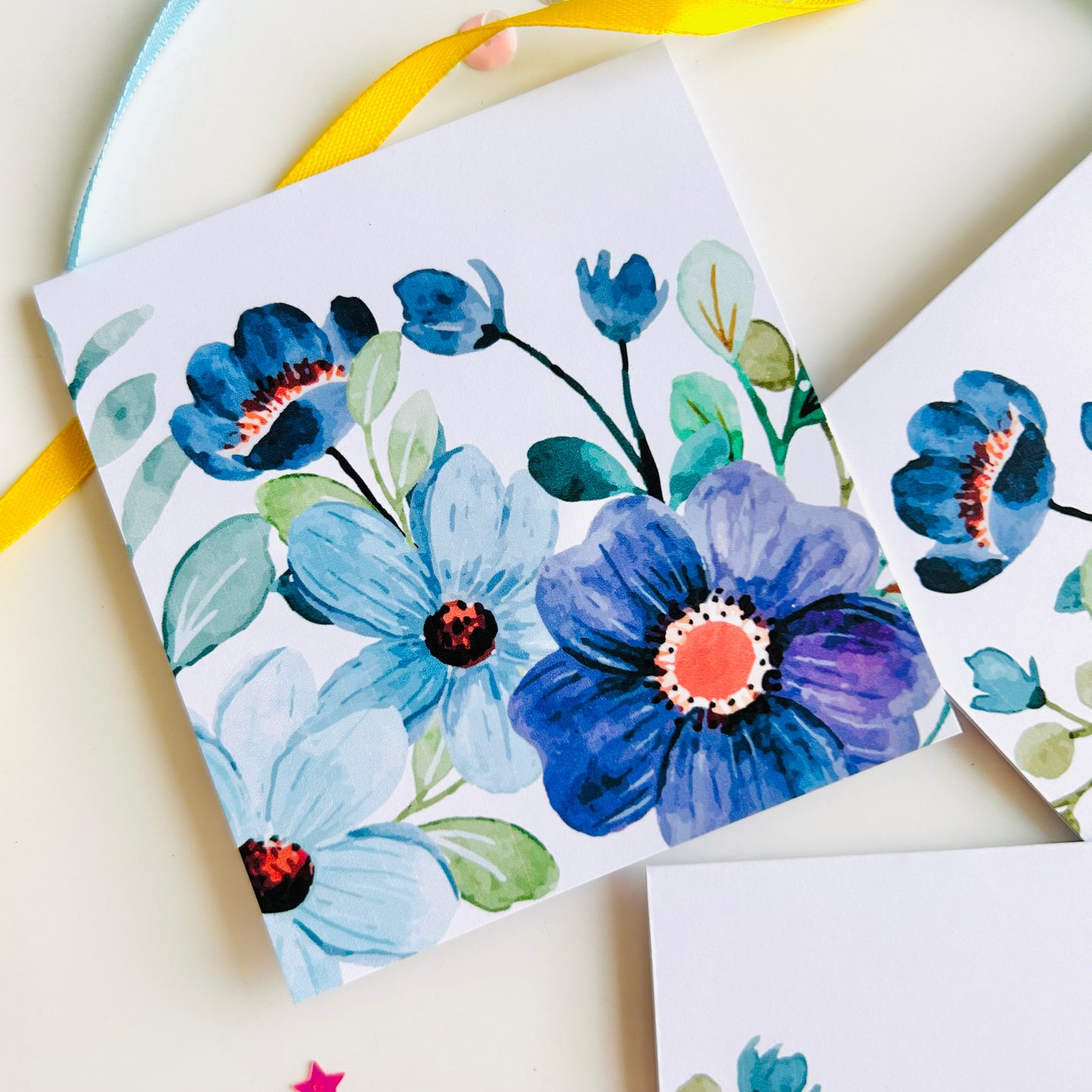 💙🩵 Blue Blooms Note Cards - Set of 3