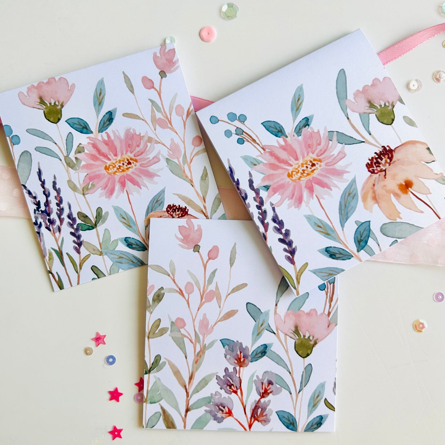 🌸 Pastel Vibes Note Cards - Set of 3