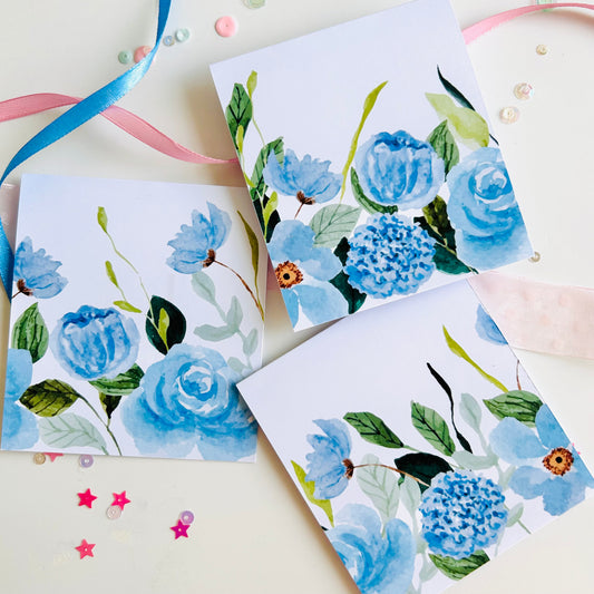 🩵 Blushing Blue Note Cards - Set of 3