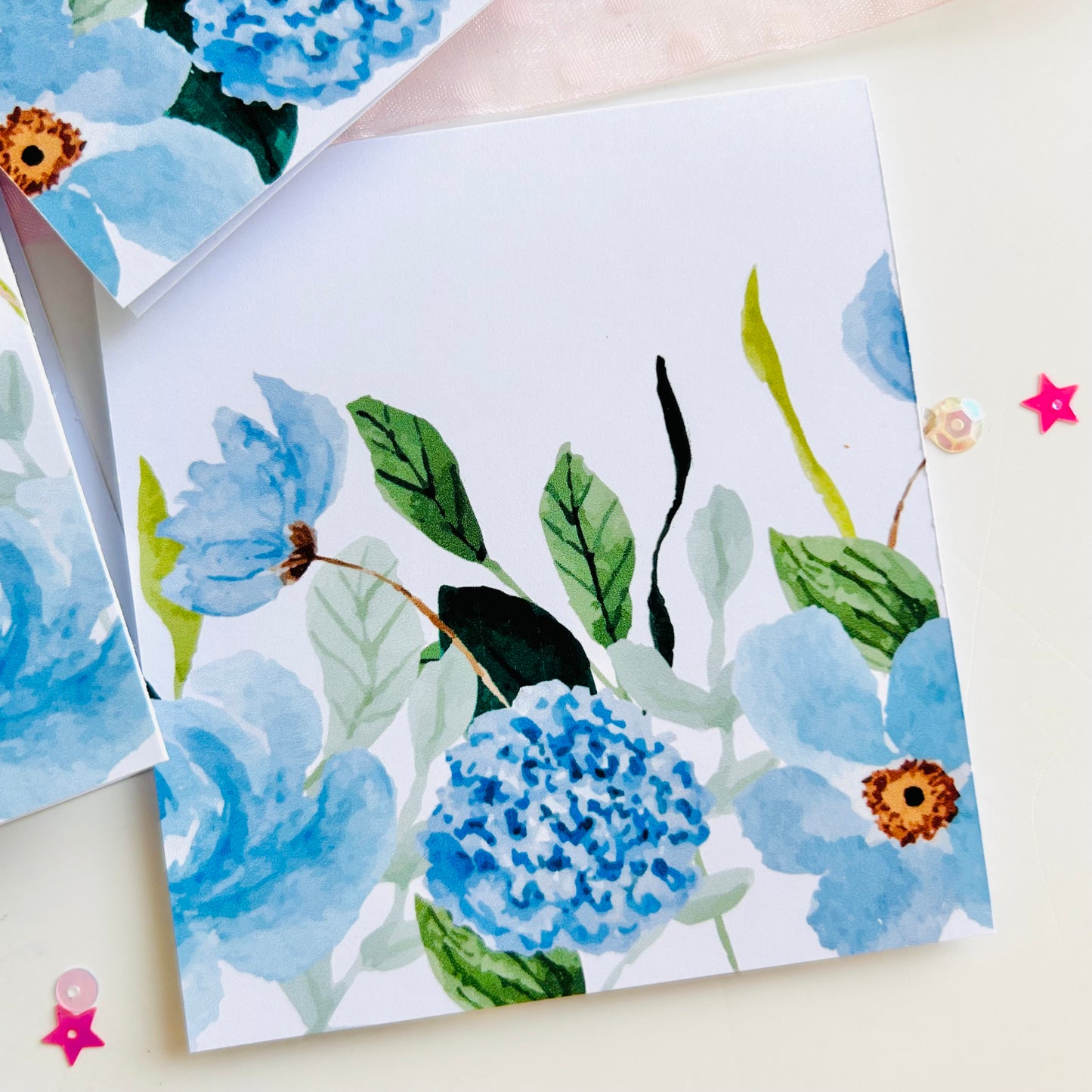 🩵 Blushing Blue Note Cards - Set of 3