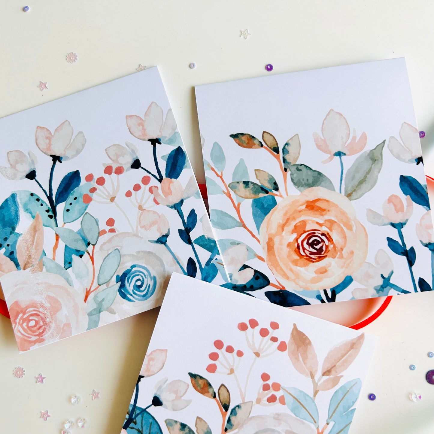 🧡🩵 Crispy Capri Note Cards - Set of 3