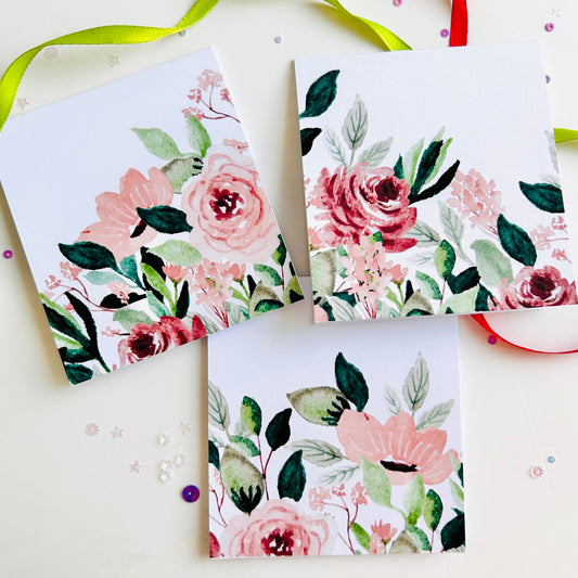 🌿🌺 Green Field Note Cards - Set of 3