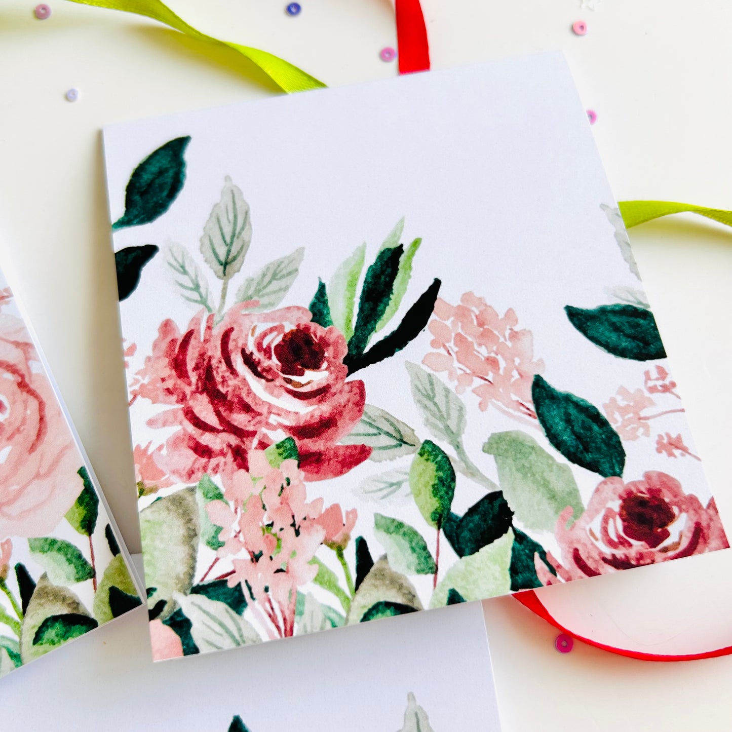 🌿🌺 Green Field Note Cards - Set of 3