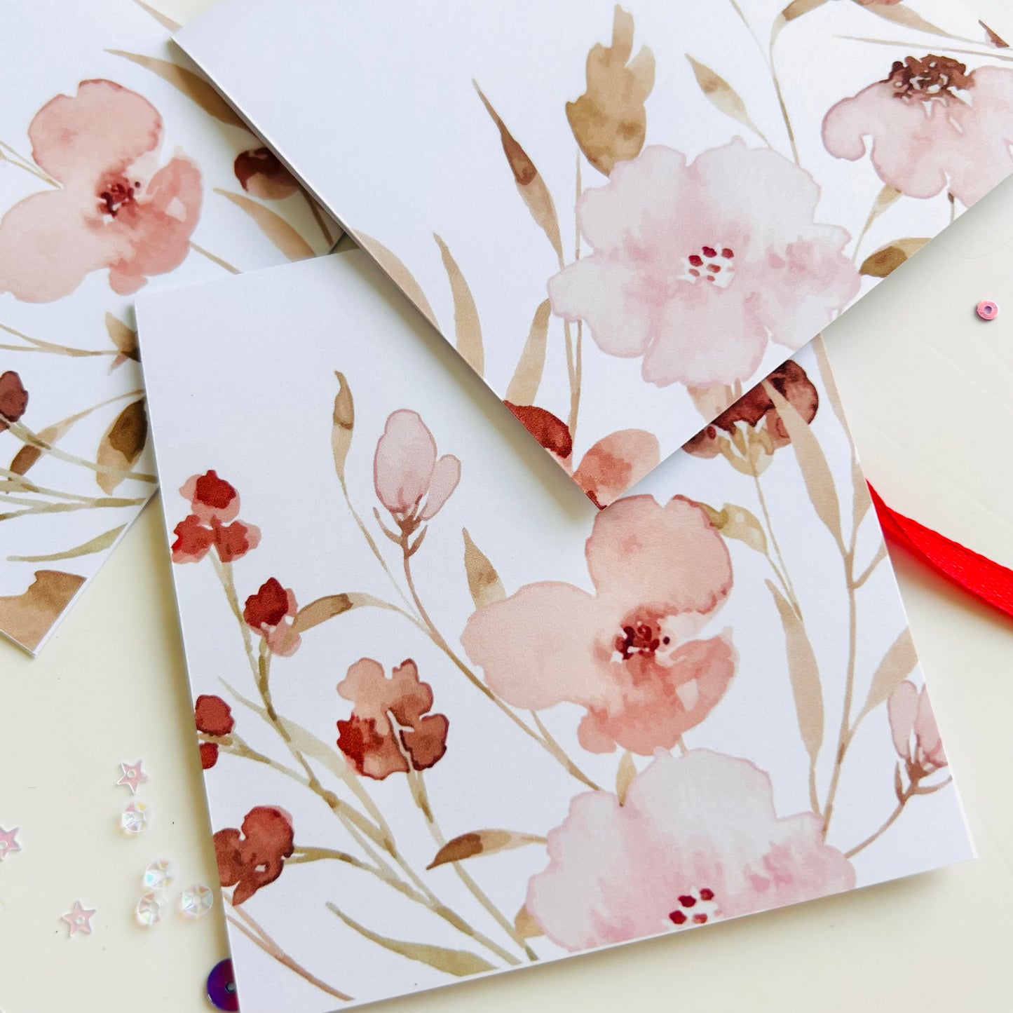 🤎🩷 Earthy Blooms Note Cards - Set of 3