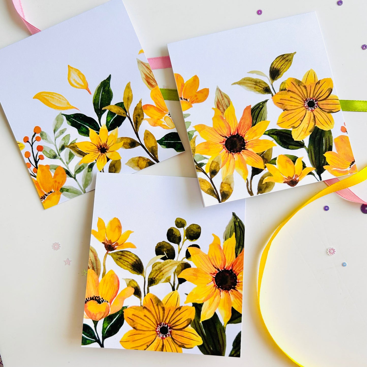 🌼💛 Mustard Mist Note Cards - Set of 3