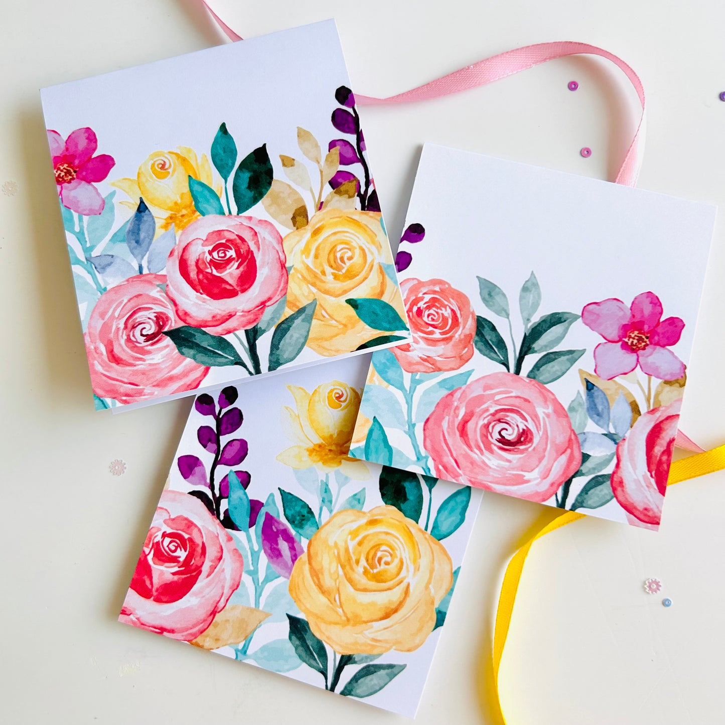 🌼🌸🌺 Magestic Bloom Note Cards - Set of 3