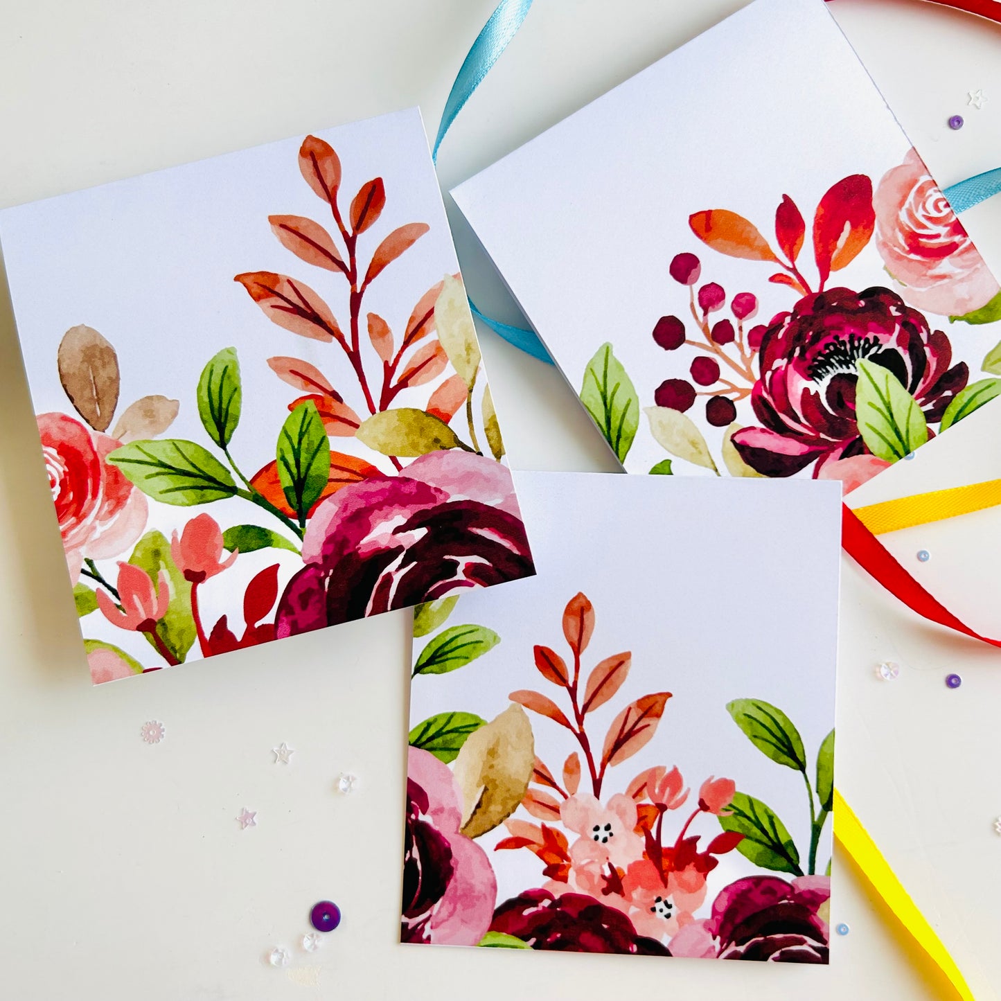 💐 Colorful Blooms Note Cards - Set of 3