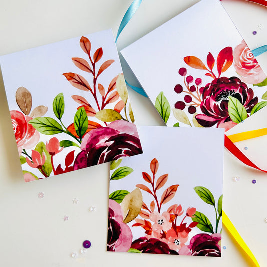 💐 Colorful Blooms Note Cards - Set of 3