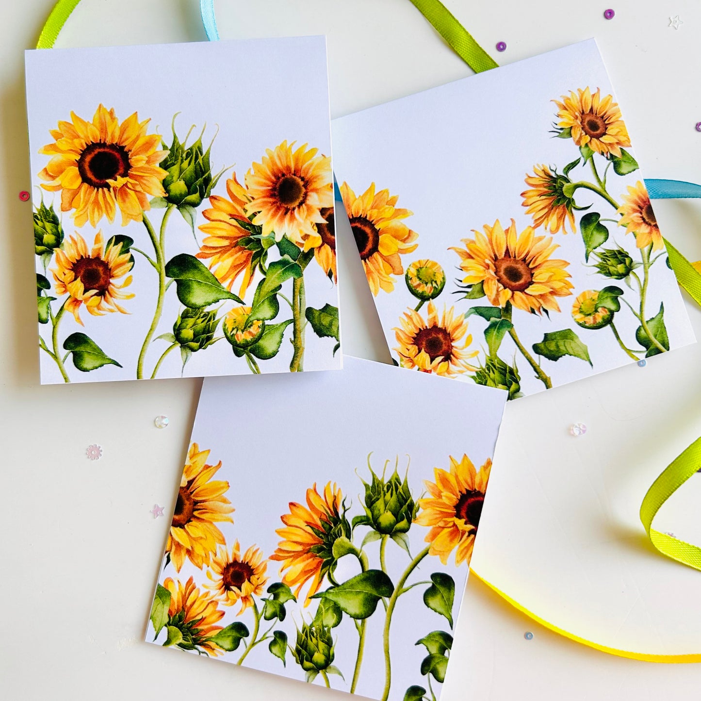 Sunflower Field Note Cards - Set of 3