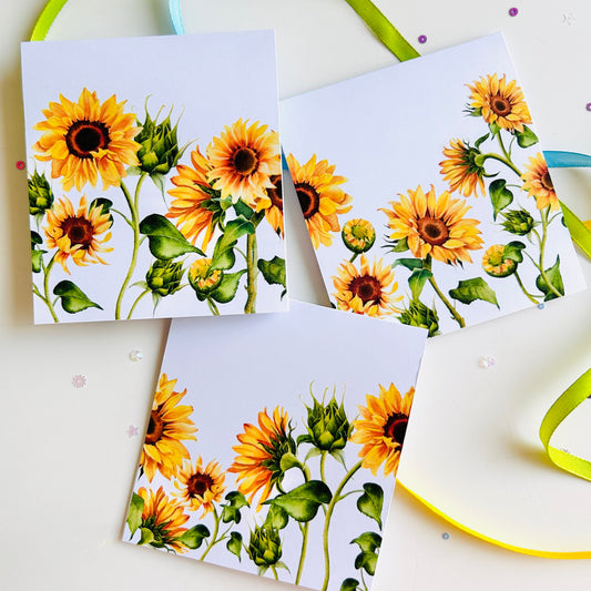 Sunflower Field Note Cards - Set of 3