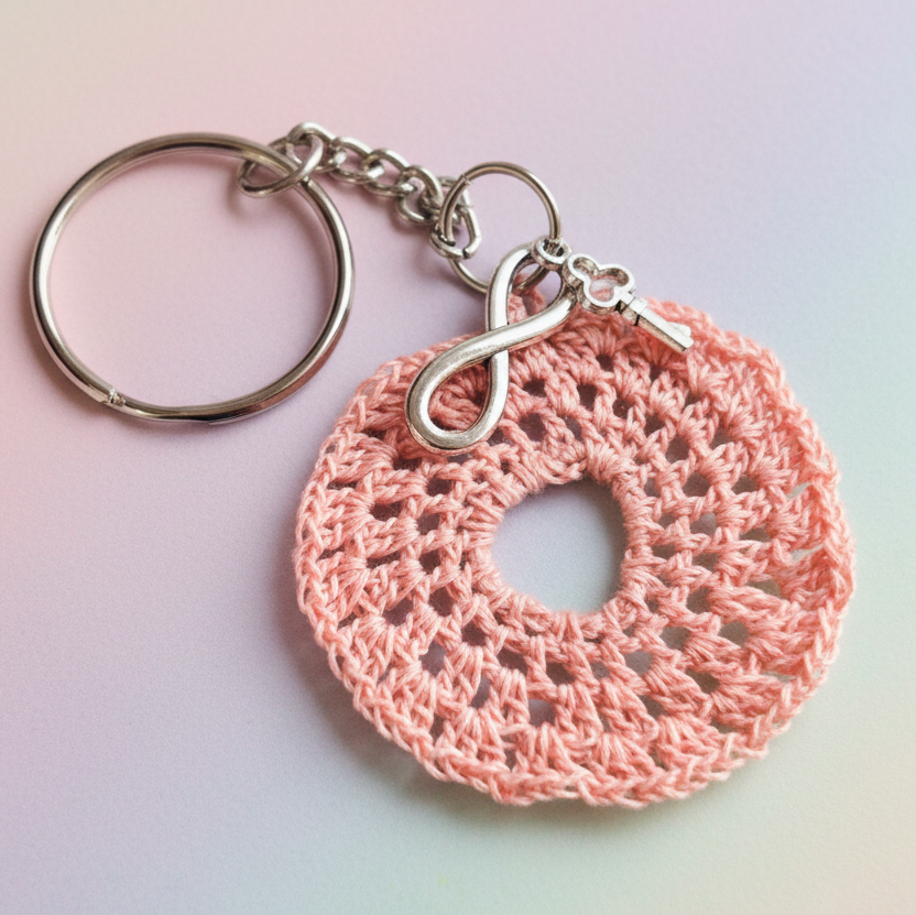 Crochet Pastel Coin Keychain