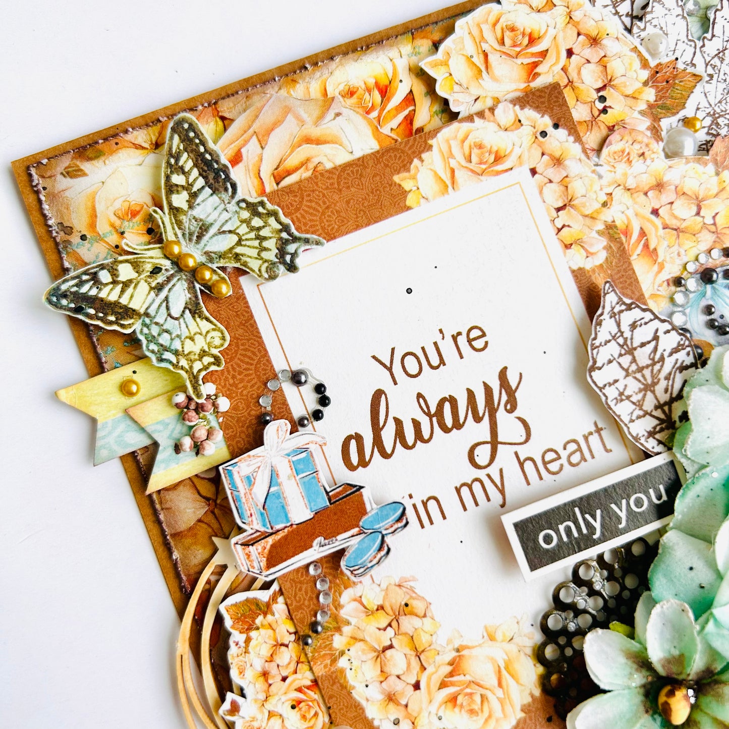 💛 Mixed Media Card – “You Are Always in My Heart”