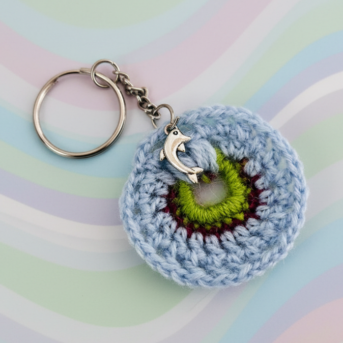 Crochet Dolphin Coin Keychain