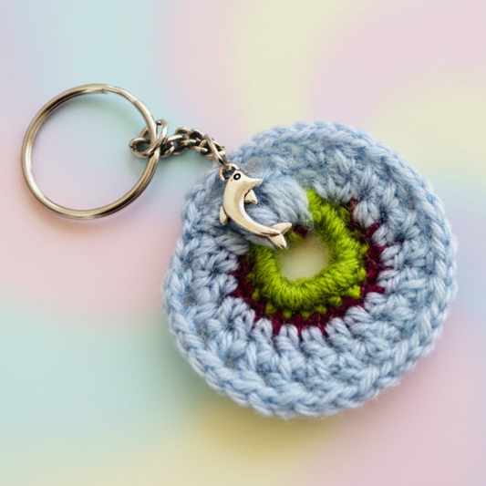 Crochet Dolphin Coin Keychain