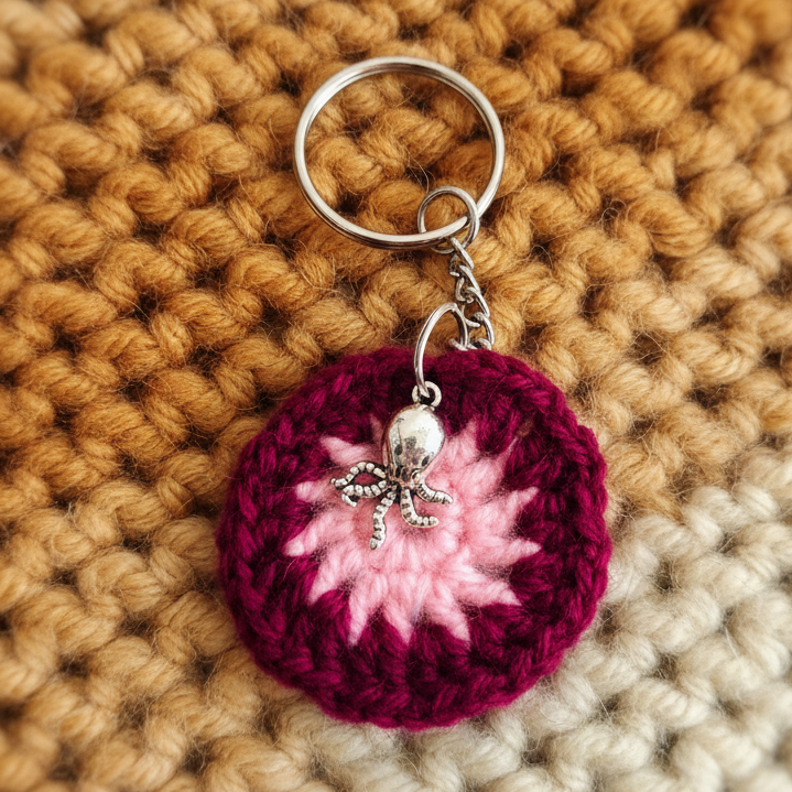 🐙 Crochet Octopus Coin Keychain