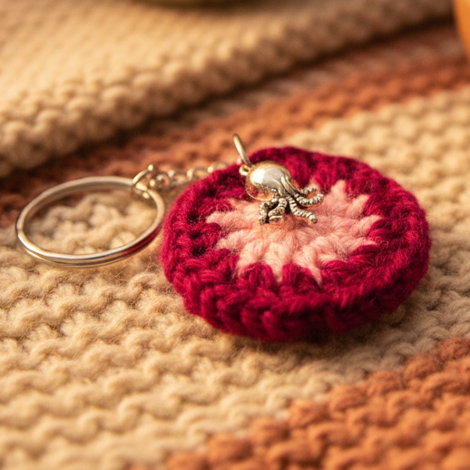 🐙 Crochet Octopus Coin Keychain