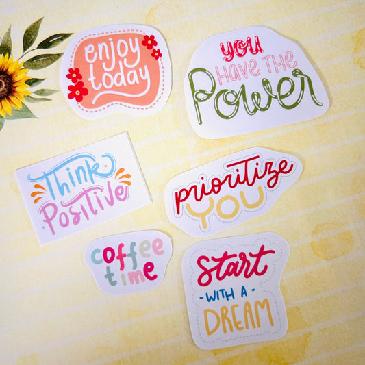 Positive Vibes Sentiment StiKars (Set of 6)