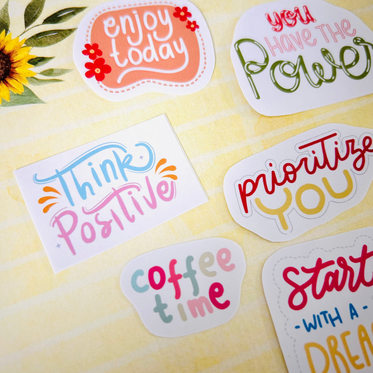Positive Vibes Sentiment StiKars (Set of 6)